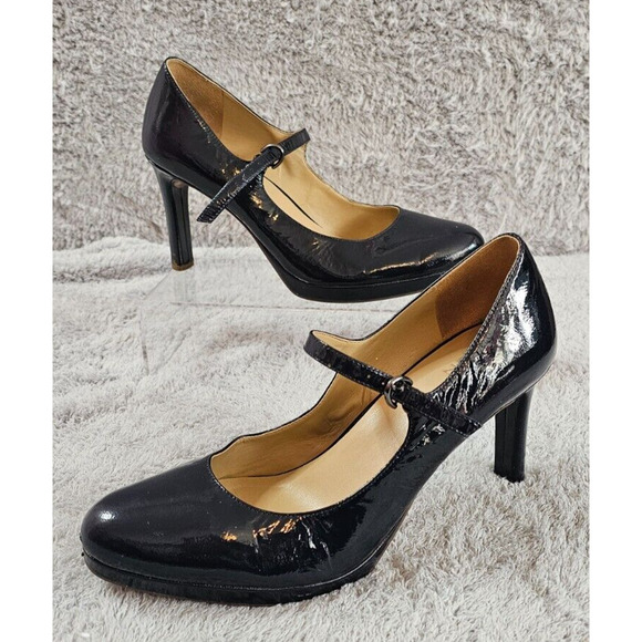Naturalizer‎ Mary Jane Talissa Navy Patent Leather Heels Womens sz 11 Wide - Picture 1 of 5